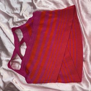 Bebe Stripped Crisscross Back Crop Top